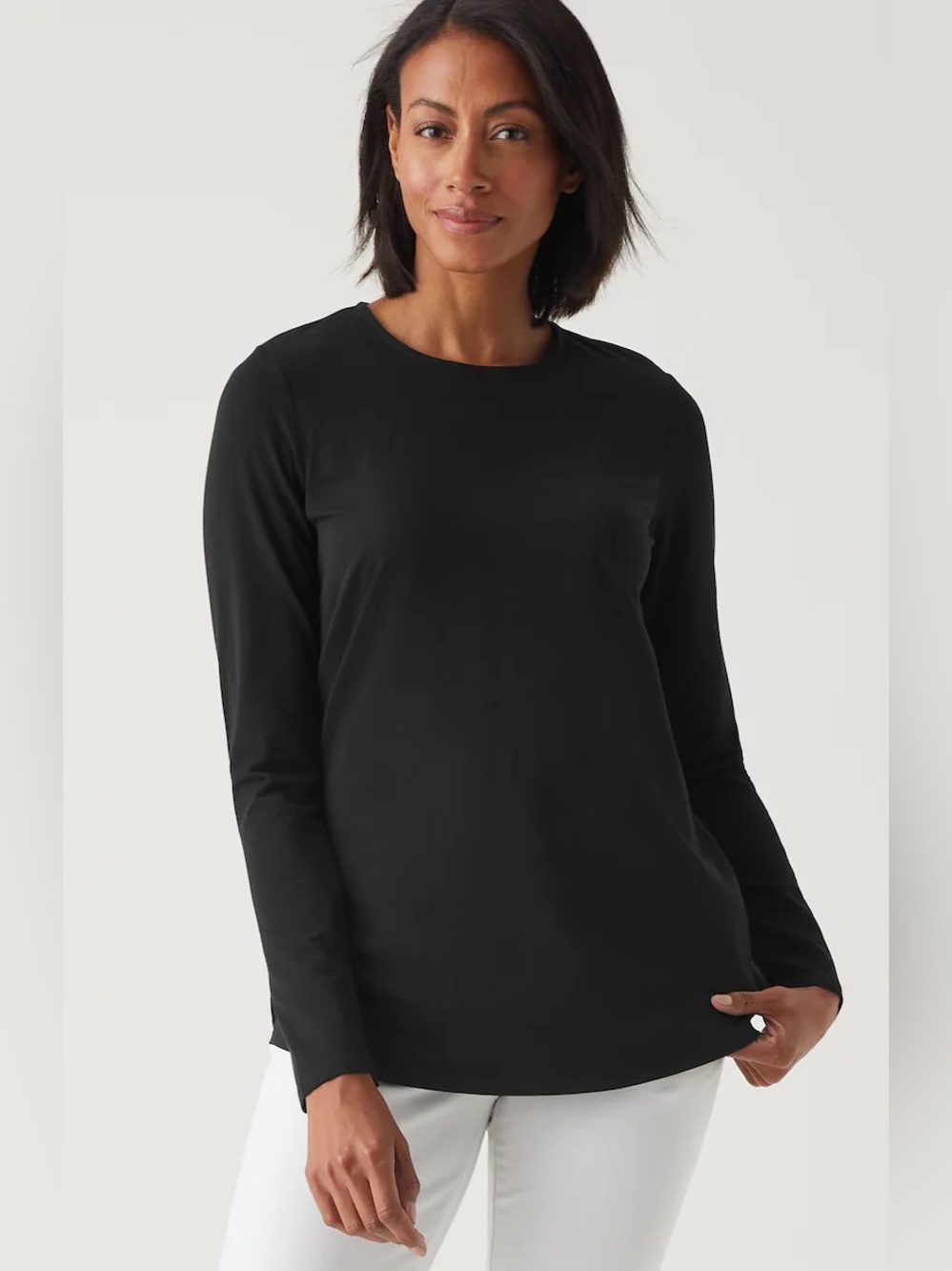 J. Jill Pure Jill Black Long Sleeves Shirttail Tee Large Petite Minimalist